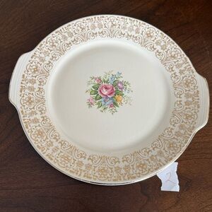 Vtg. Limoges Triumph Rosalie Floral & 22k Gold Filigree Rim 11” Cake Platter #2